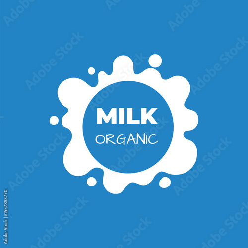 Milk product lettering label. Yogurt splash drops, natural cheese and fresh milk emblem silhouette vector icon of milk cream drop isolated design illustration