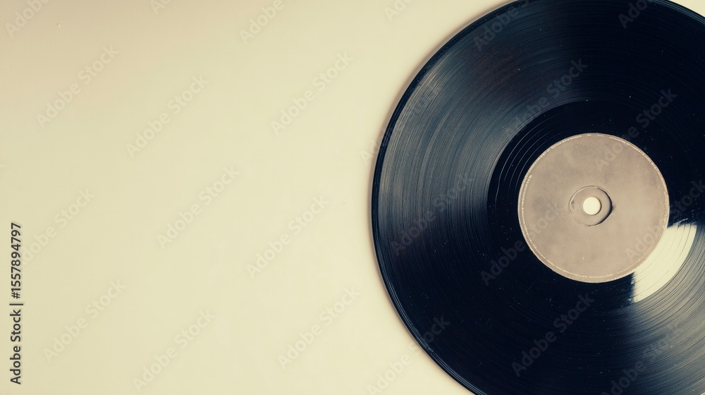 Obraz premium Vintage vinyl record with retro music vibe, timeless nostalgia in a simple composition