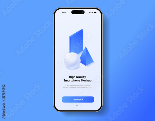 Realistic smartphone mockup. Mobile phone vector with isolated on white background. Device front view. 3D mobile phone with shadow. Realistic, high quality smart phone mockup for ui ux presentation.