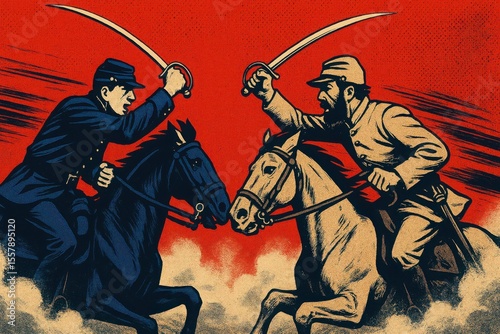 Bold Cavalry Battle Illustration