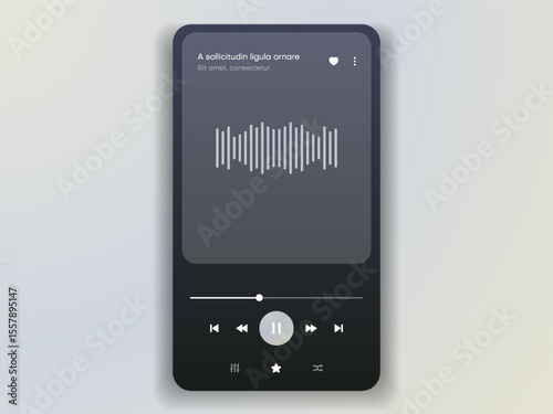 Web mobile application interface for music player application for mobile app, business, website. Sound app UI UX GUI template. Responsive website wireframes. Web design UI kit. Music Dashboard.