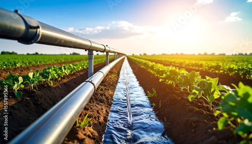 Irrigation System in Green Field.