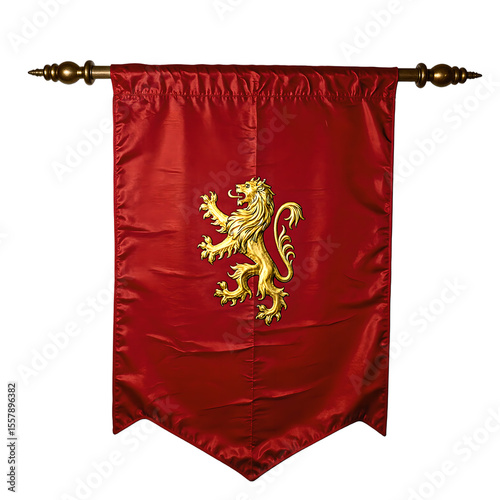 Wallpaper Mural Regal red banner with gold lion emblem evoking medieval elegance Perfect for historical or majestic concepts Torontodigital.ca