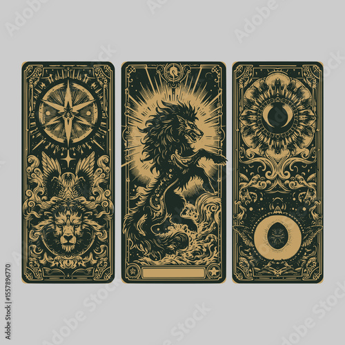 vintage vector emblem of a monstrous beast for cursed deck illustration