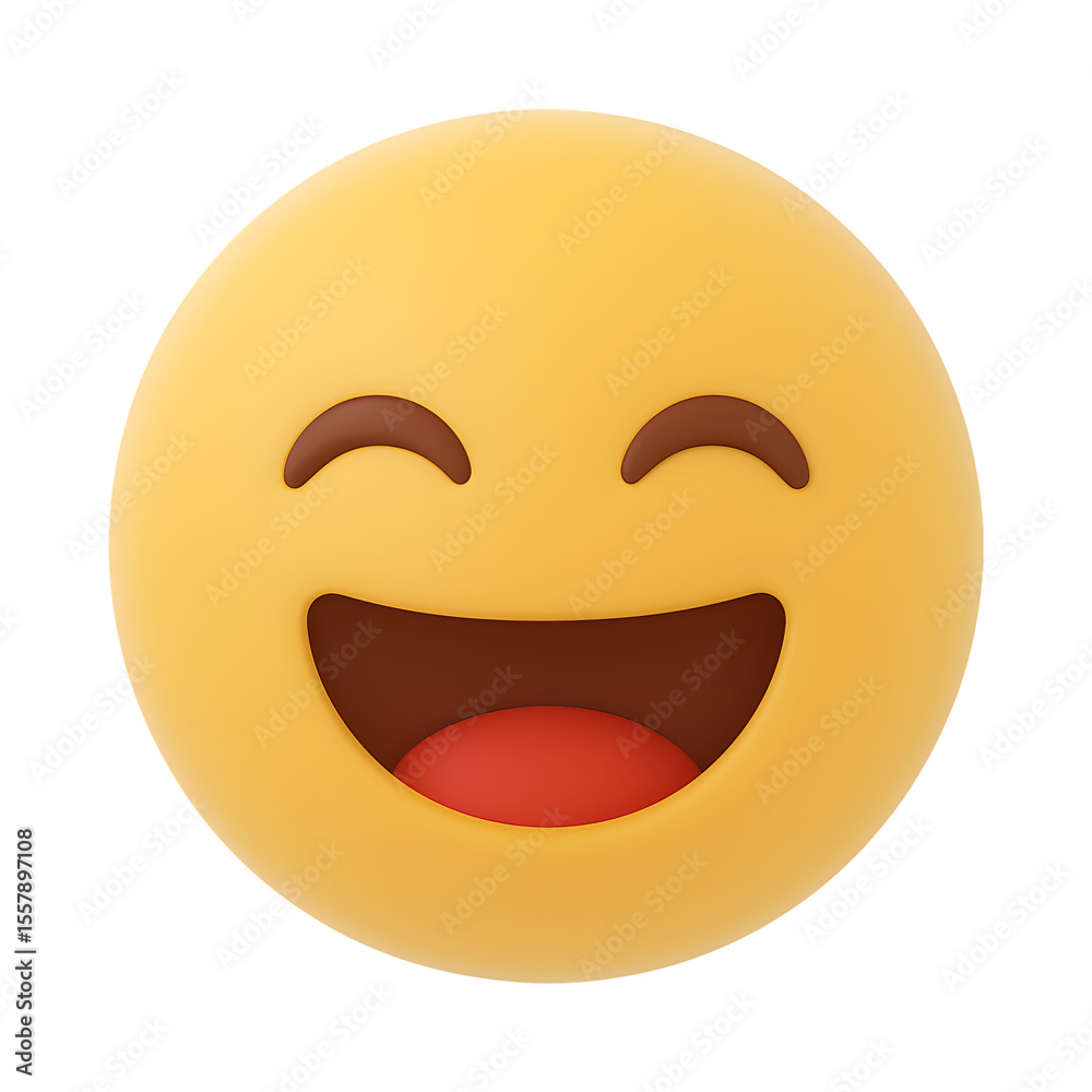 Happy Face Emoji with Open Mouth and Closed Eyes for Joyful Expression Transparent Background Happy Face Emoji with Open Mouth and Closed Eyes for Joyful Expression Transparent Background