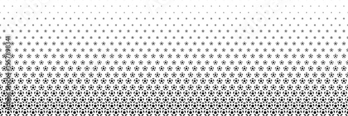horizontal halftone of black and white football or soccer ball pattern for design and background.