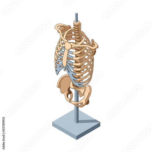 Anatomical skeleton model for educational or diagnostic use.