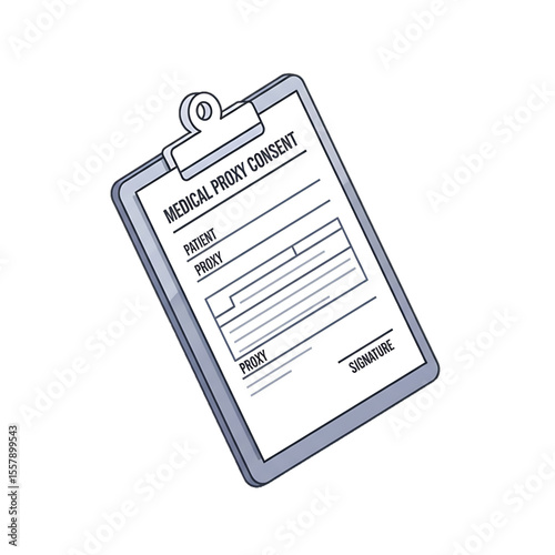 Patient consent form clipboard for medical procedures.