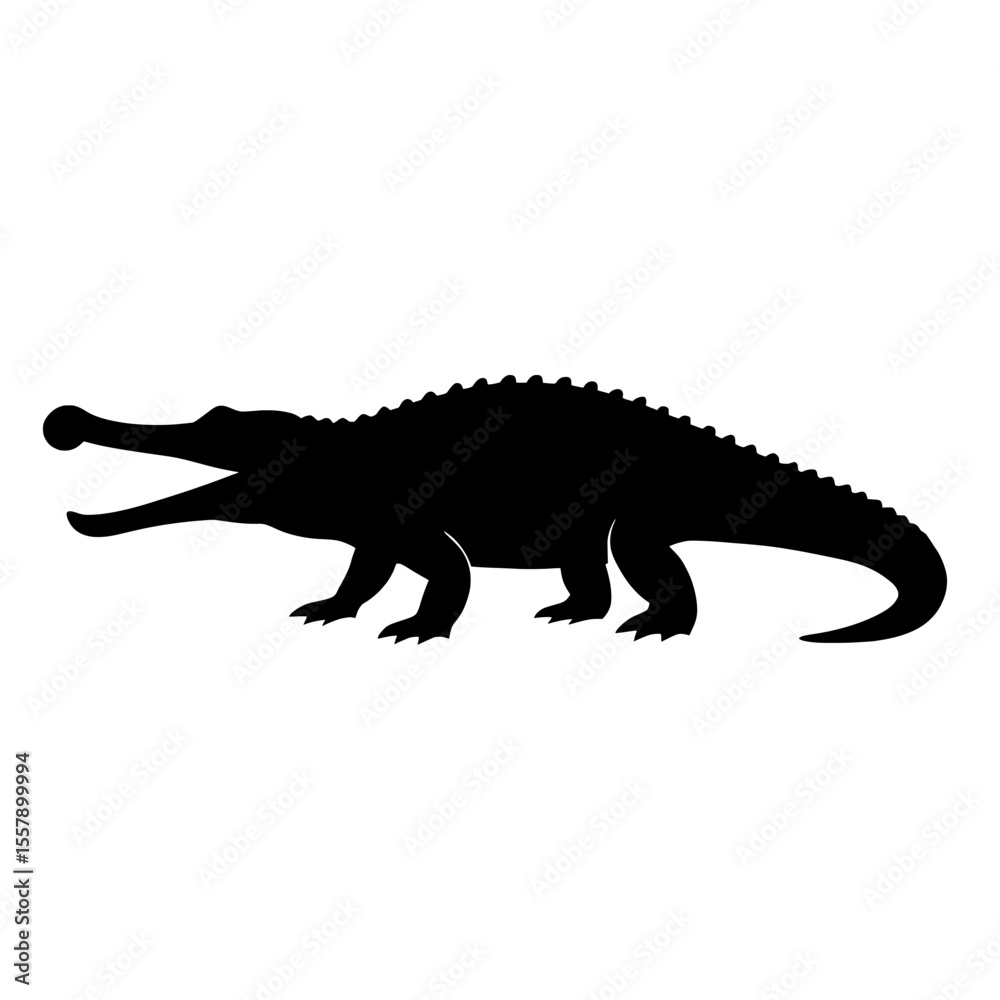 Obraz premium Silhouette of a Mighty Sarcosuchus with Spiky Back and Powerful Tail