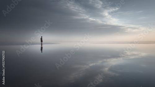 delta estuary in qatar under dramatic storm clouds with natural symmetry