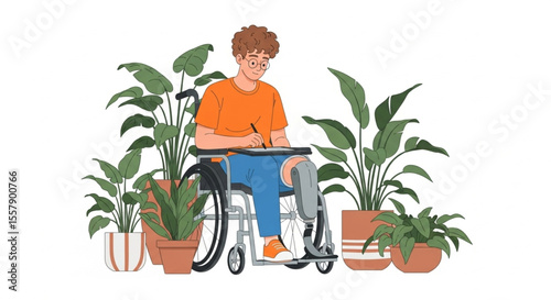Man with Leg Prosthesis – Inclusive Mobility and Active Lifestyle Illustration