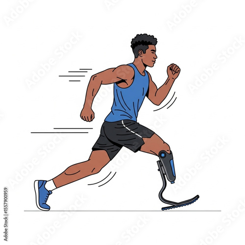 Man with Leg Prosthesis Standing Confidently – Inclusive Mobility Illustration