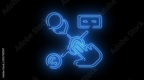 Glowing neon network connection nodes and payment device icon
