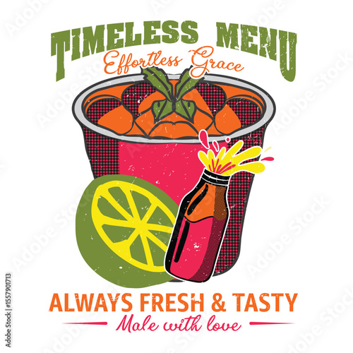 Vintage fresh juice menu typography design
