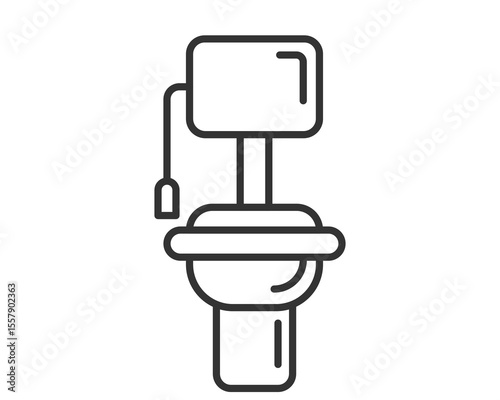 A clean, minimalist line art icon of a toilet. Symbolizes sanitation, plumbing, and restrooms. Ideal for infographics, web design, or apps related to facilities.