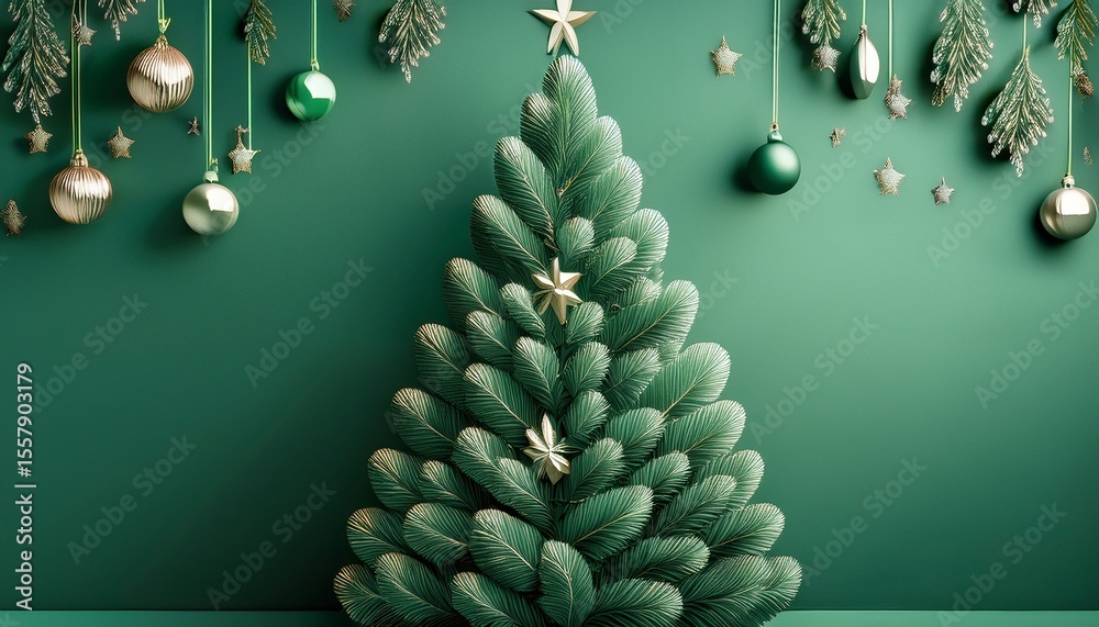 Fototapeta premium new year celebration with a christmas tree in green tones