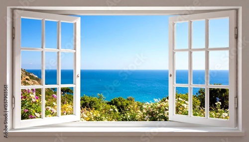 Ocean View from Open Window.