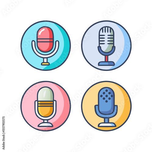 Colorful Microphone Icons Retro & Modern Designs