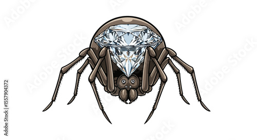 Spider with diamond back illustration for jewelry design and unusual insect art projects and creative concepts father's day