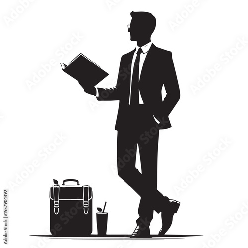 Black Standing teacher Silhouette Vector, High Quality Illustration on White Background
