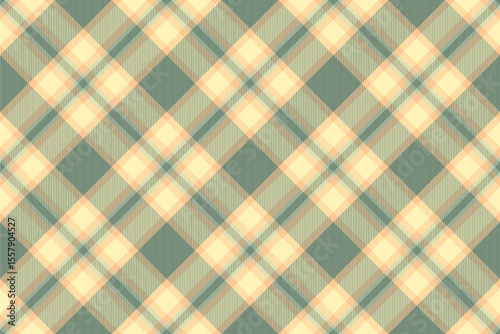 Subtle yet striking diagonal plaid pattern in muted sage green and pale peach tones.  Perfect for textile design, backgrounds, or website accents.