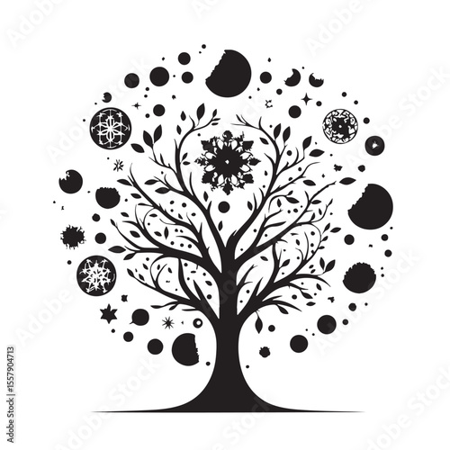 Black Tree of life concept Silhouette Vector, High Quality Illustration on White Background