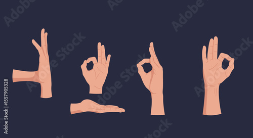 Hand Gestures Illustrations Okay Sign, Palm, and More