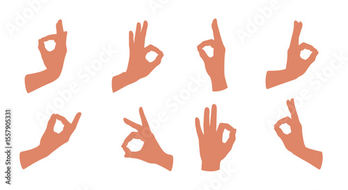 Collection of Hand Gestures OK Sign Illustrations