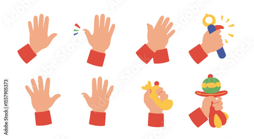Colorful Cartoon Hands A Collection of Diverse Hand Gestures and Actions