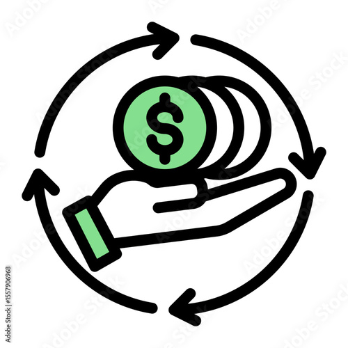Digital Payment Transaction System Icon from Financial Services Collection (Outline Color Lineal style)