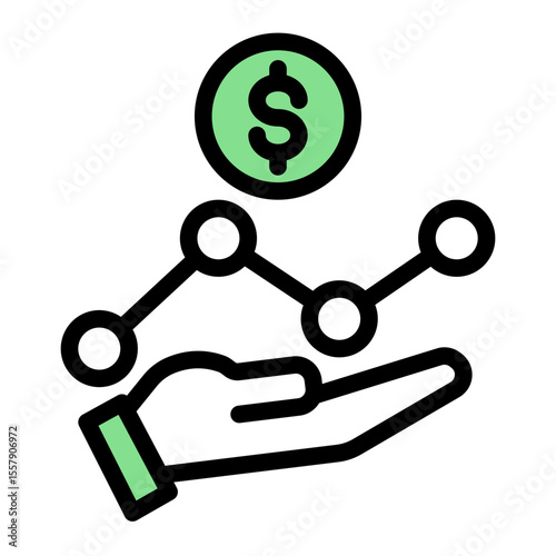 Financial Data Management and Investment Icon from Financial Services Collection (Outline Color Lineal style)