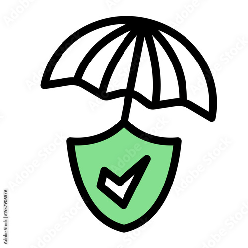 Insurance Protection and Security Coverage Icon from Financial Services Collection (Outline Color Lineal style)