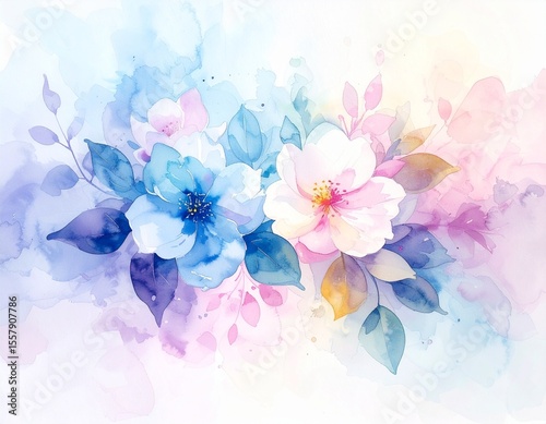 水彩画で書かれた二輪の花　Two flowers in watercolor