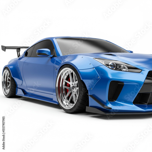 Sleek Sports Car with Custom Body Kit on White
