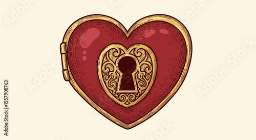 Heart shaped locket with keyhole vector illustration for love and romance themed designs and valentine's day projects father's day