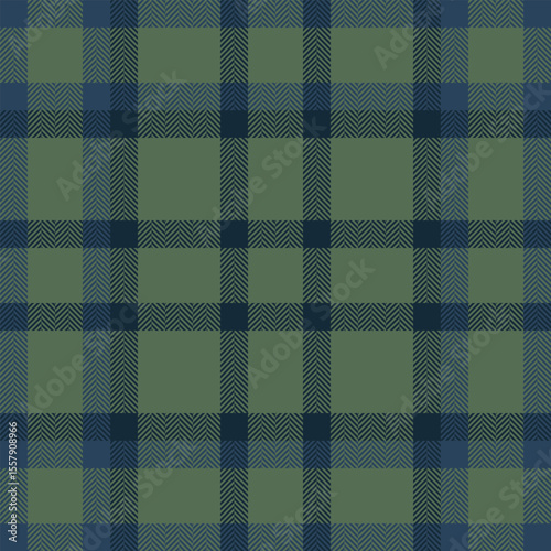 Elegant herringbone plaid pattern in muted greens and blues.  Perfect for textile design, apparel, website backgrounds, or packaging.  Subtle texture adds sophistication and visual interest.