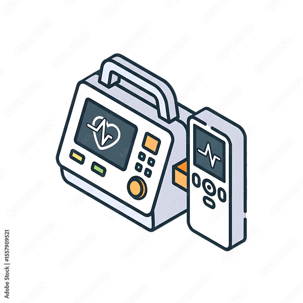 Heart monitor device showing vital signs in real time. Heart monitor device showing vital signs in real time.