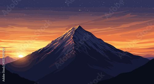 Mountain peak at sunset landscape scenic view of nature outdoors travel adventure wallpaper background image father's day