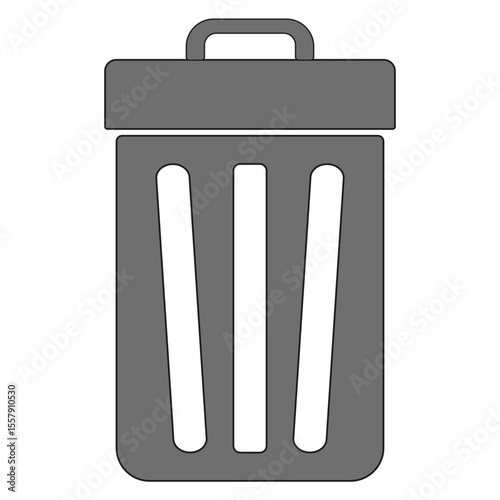 Trash bin icon. Waste container symbol. Grey background illustration. Vector graphic.