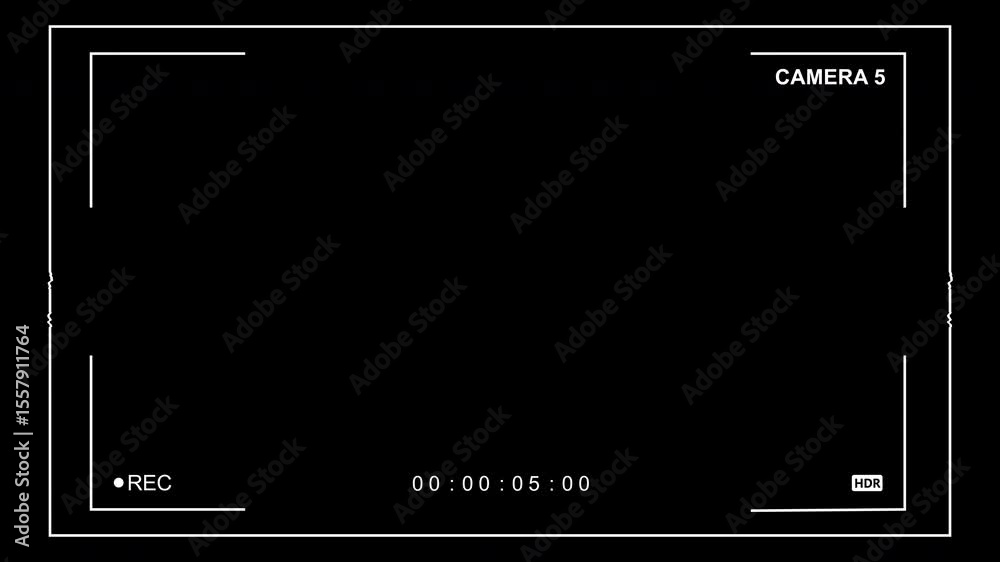 Camera Recording Overlay. Display of the main monitor camera of the video surveillance system on a black background.