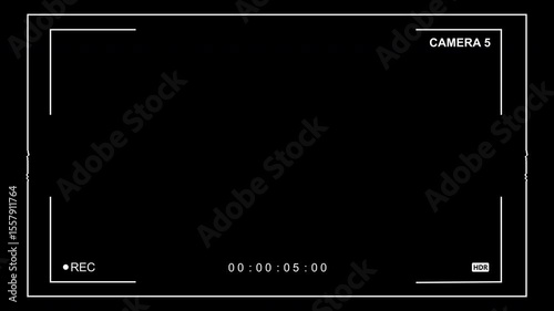Camera Recording Overlay. Display of the main monitor camera of the video surveillance system on a black background.