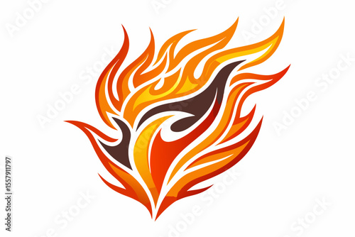Stylized black tribal tattoo design featuring sharp curves, pointed edges, and an abstract flame-like form. 