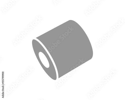 Simple grey cylindrical icon, perfect for representing data storage, packaging, or industrial concepts.