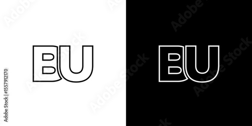 Letter B and U, BU logo design template. Minimal monogram initial based logotype.