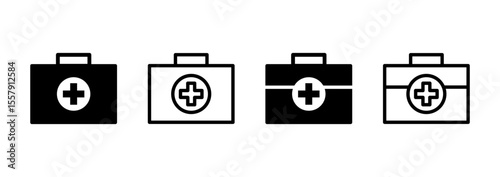 Medical box icon logo design. Medical suitcase sign and symbol. First aid icon