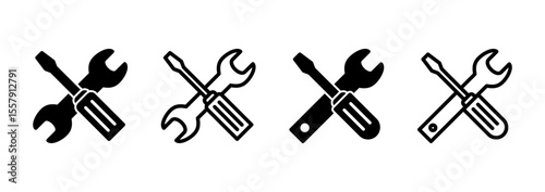 Tools icon logo design. tool sign and symbol. setting icon. Wrench and screwdriver. Service, repair
