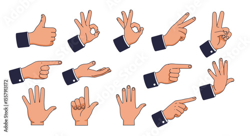 Collection of Hand Gestures Illustrated Guide to Nonverbal Communication