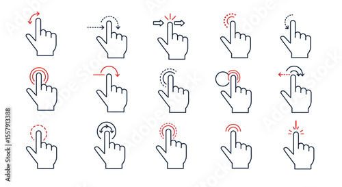 Collection of Hand Gesture Icons for Touchscreen Devices and Interfaces