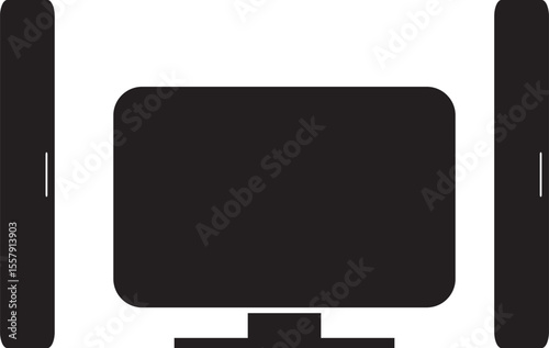 Silhouette Large Digital Flat TV with Two Stylish Modern Speaker