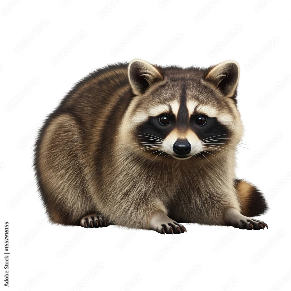 Obraz premium Curious raccoon isolated on clear transparent background Generative Ai.